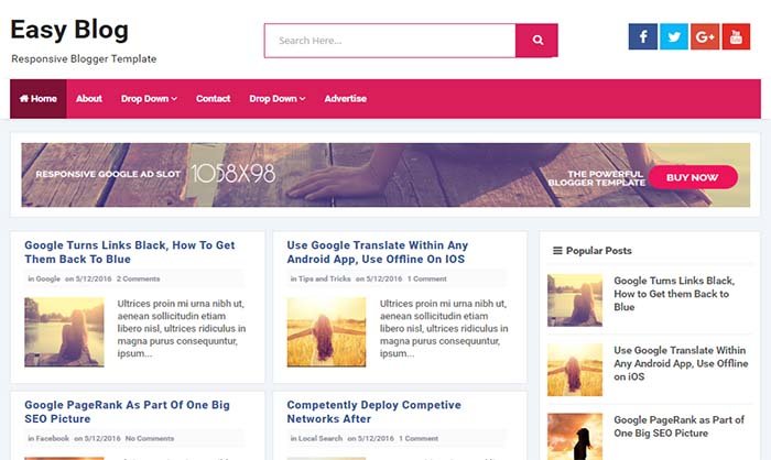 Easy Blogger Template