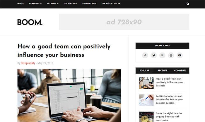 Boom Blogger Template