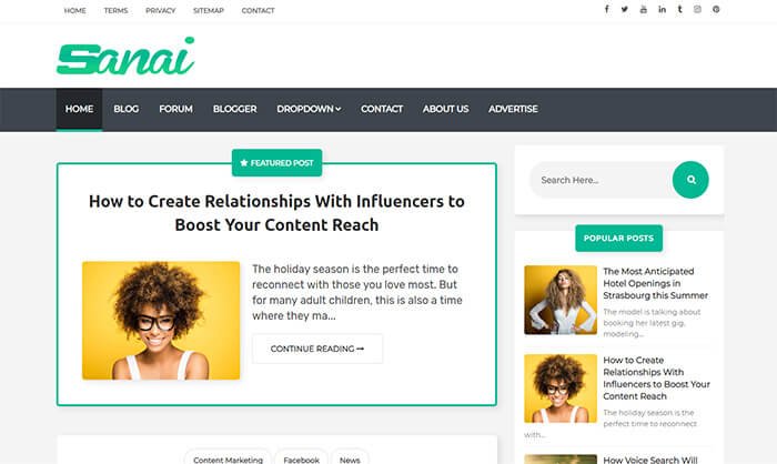 Sanai Blogger Template